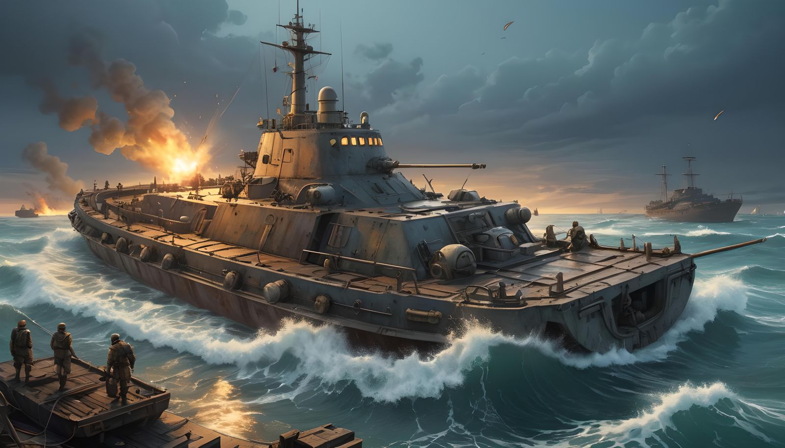 Nuclear Boat Hybrid by Moebius: Hyperrealistic Photoillustra...