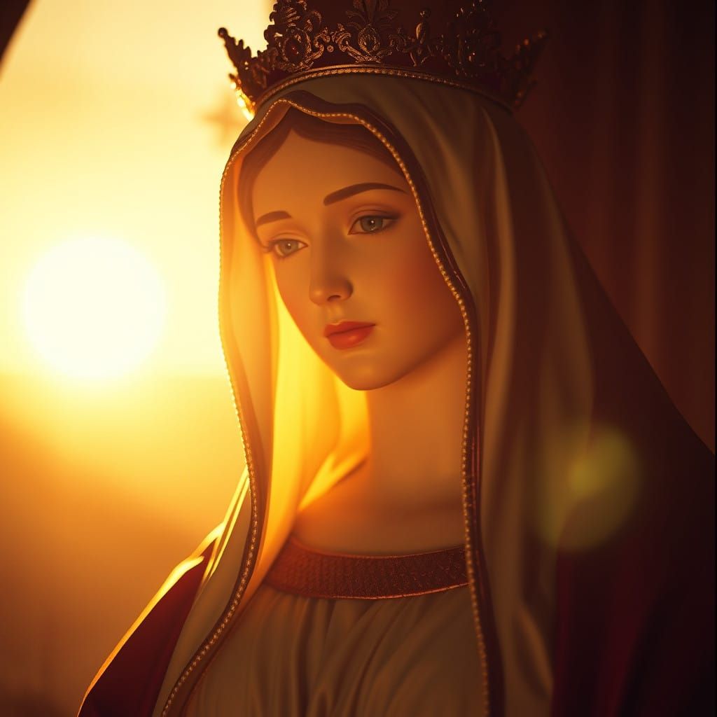 Serene Madonna in Golden Hour Radiance