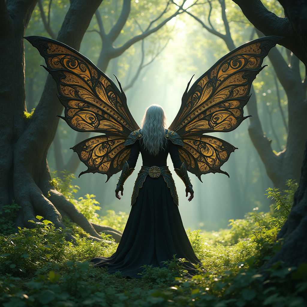Majestic Male Fairy in Mystical Forest Concept Art