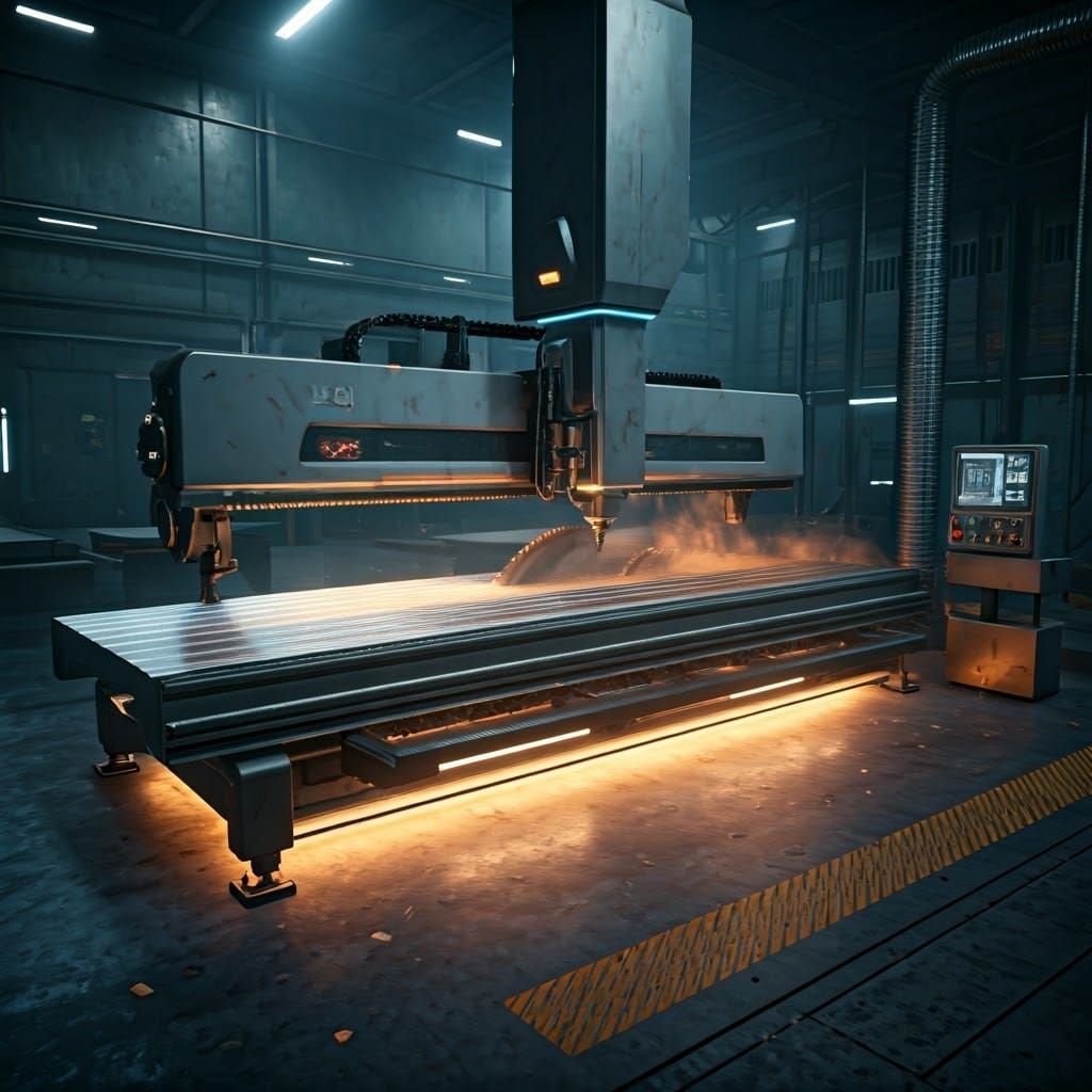 Industrial Woodworking Machinery in Futuristic Factory
