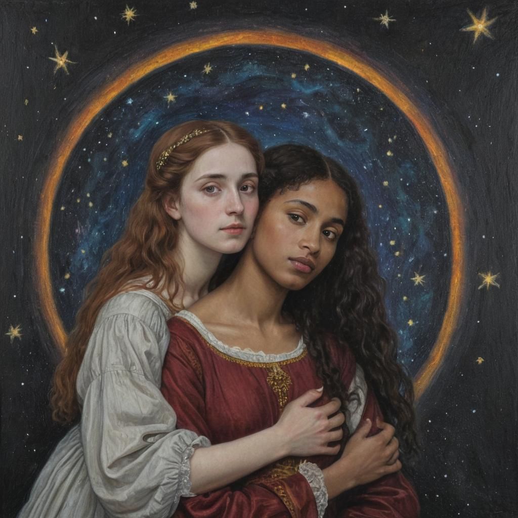Pre-Raphaelite Portrait of a Lesbian Couple