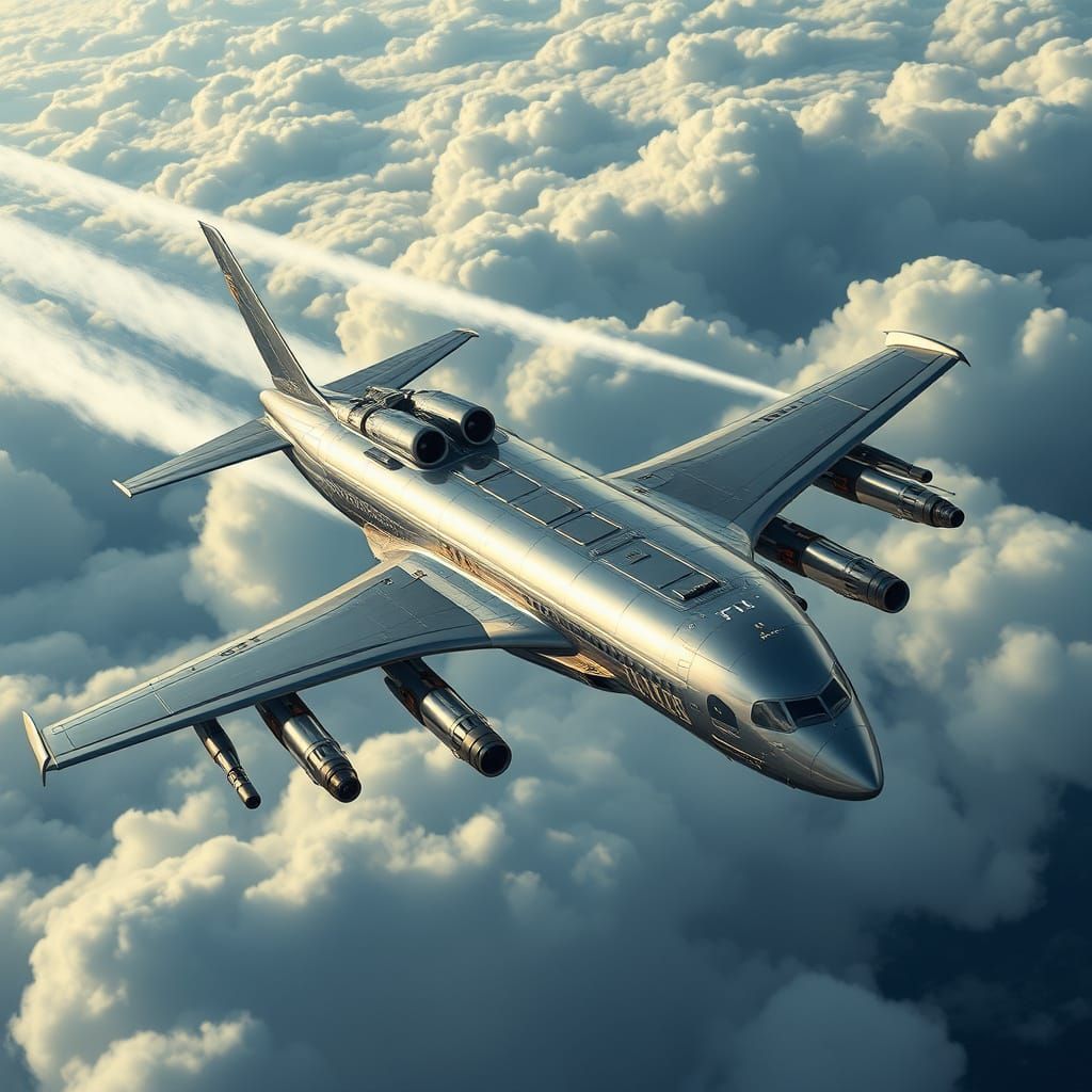 Cyberpunk Airbus A350 Flying Aircraft Carrier