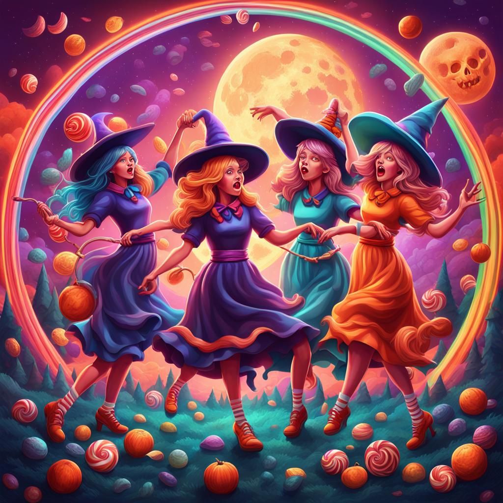 Witches Dance in Candy Art Style Lunar Eclipse