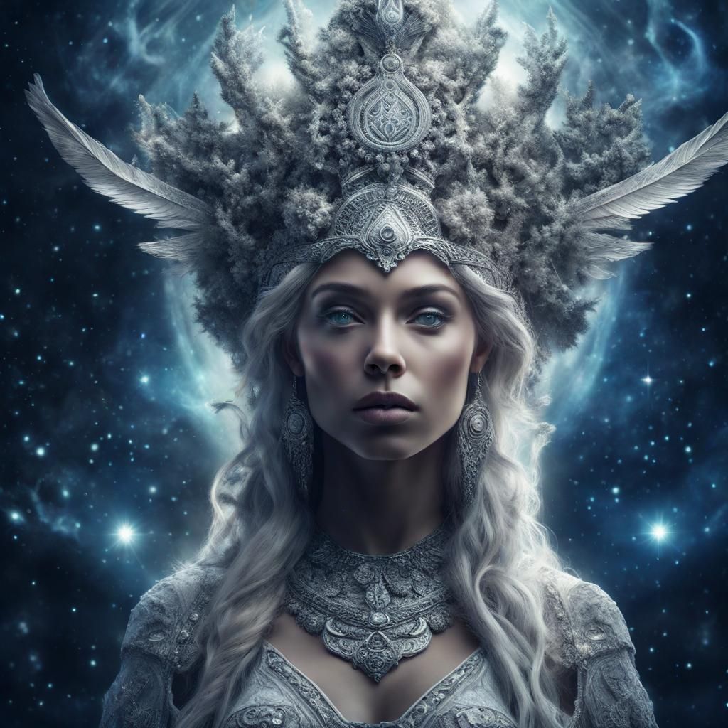 Mystic Cosmic Goddess in Hyperrealistic Detail