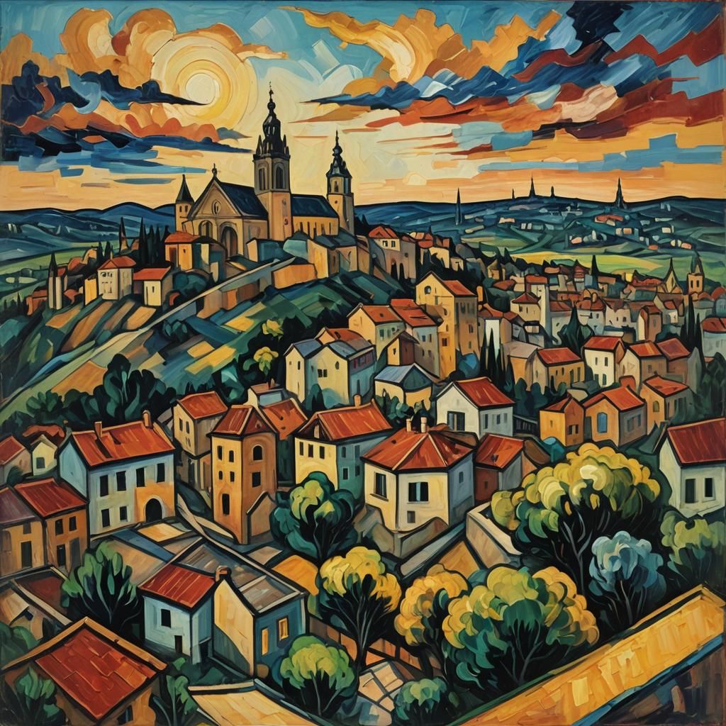 Toledo Landscape in Expressionist Impasto Style