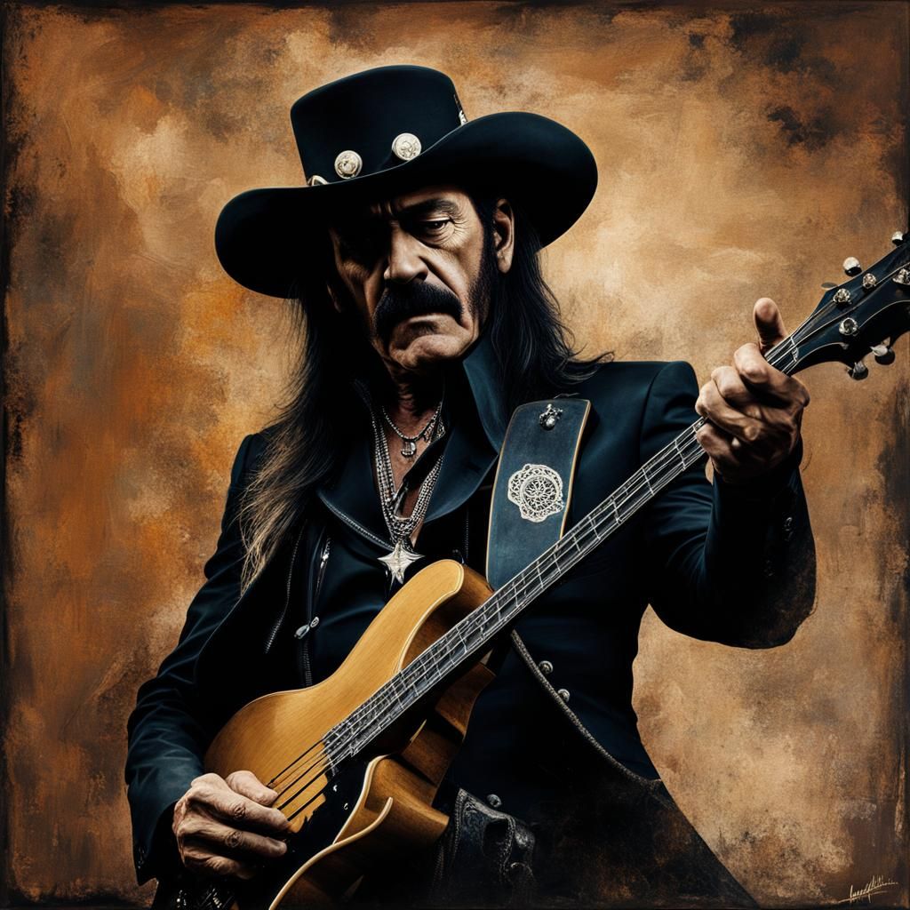 Musician's Silhouette: Astral Patterns in Mixed Media