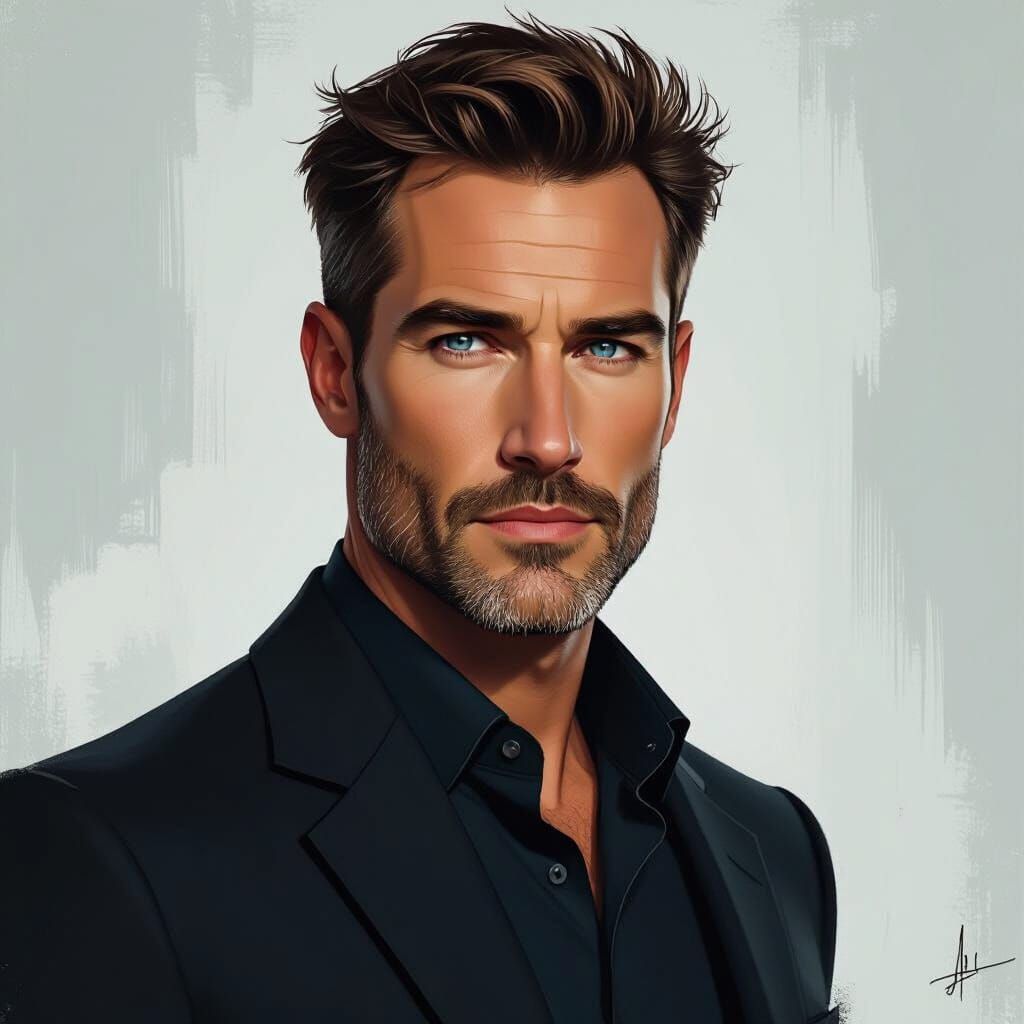 Handsome Man with Cinematic Lighting in Retro-Futuristic Sty...