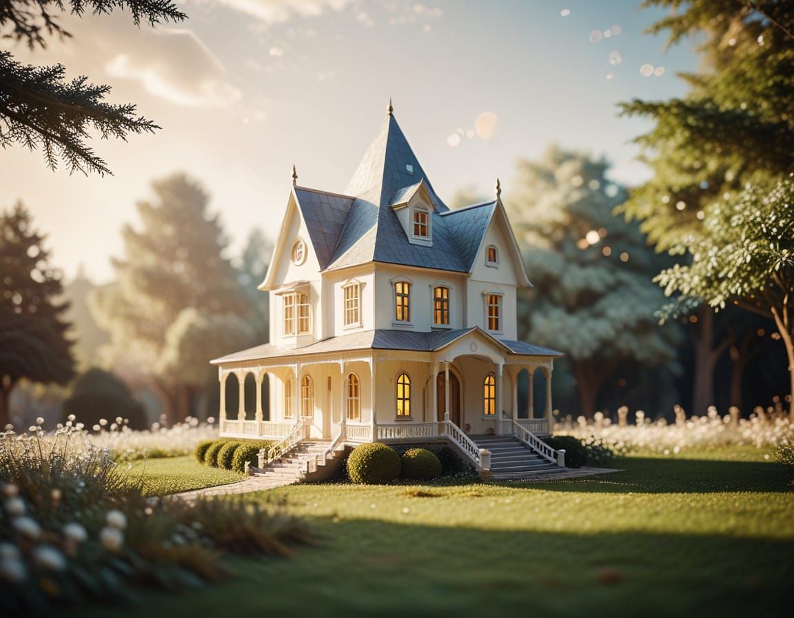 Surreal Geometric Abstraction of a Utopian Wooden Paradise