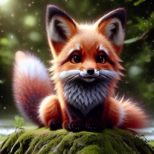 Realistic Cute Fox in Detailed Macrophotography