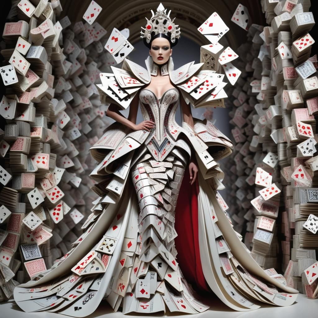 Surreal Playing Card Dress in Haute Couture Fashion Show