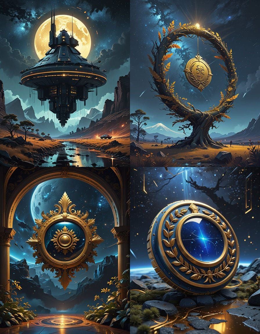 Epic Cinematic Masterpiece: Golden Medallion in a Celestial ...