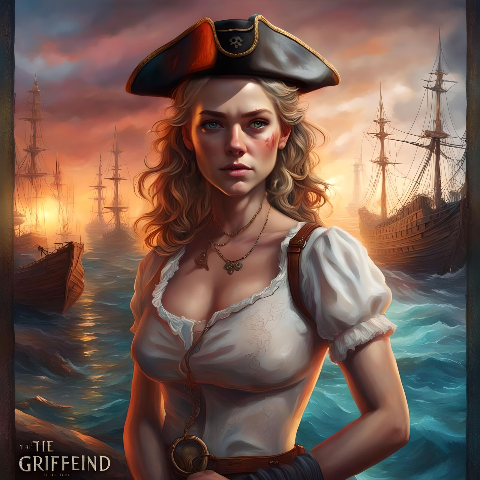 Pirate's Girlfriend: Hyperrealistic Splash Art Portrait