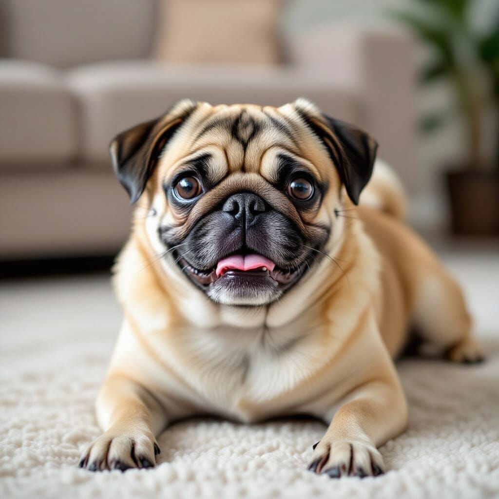 Millennial Pug Relaxing at Home