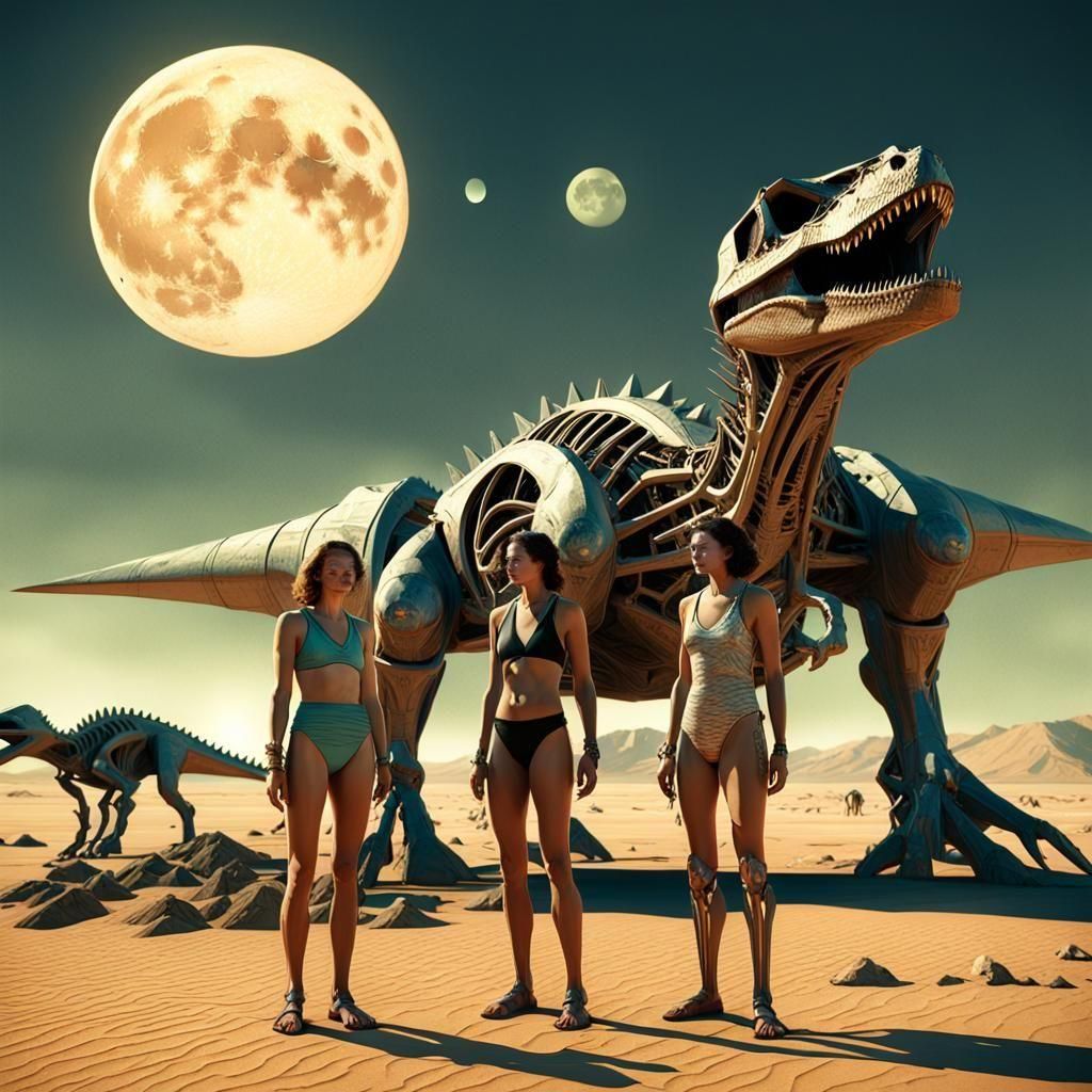 Fighter Jets Over Gobi Desert in Biopunk Style