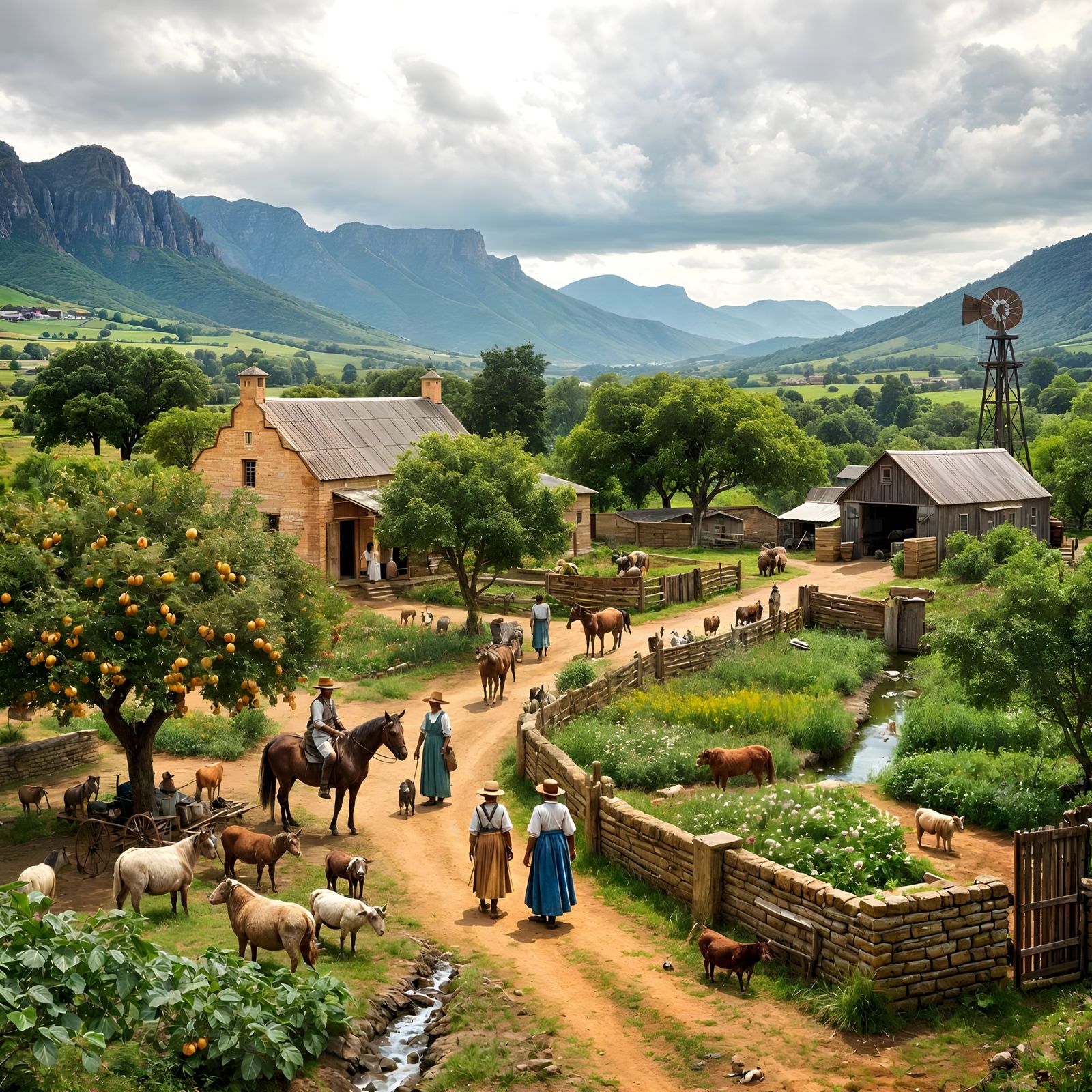 South African Farm in Style of Classic Painting