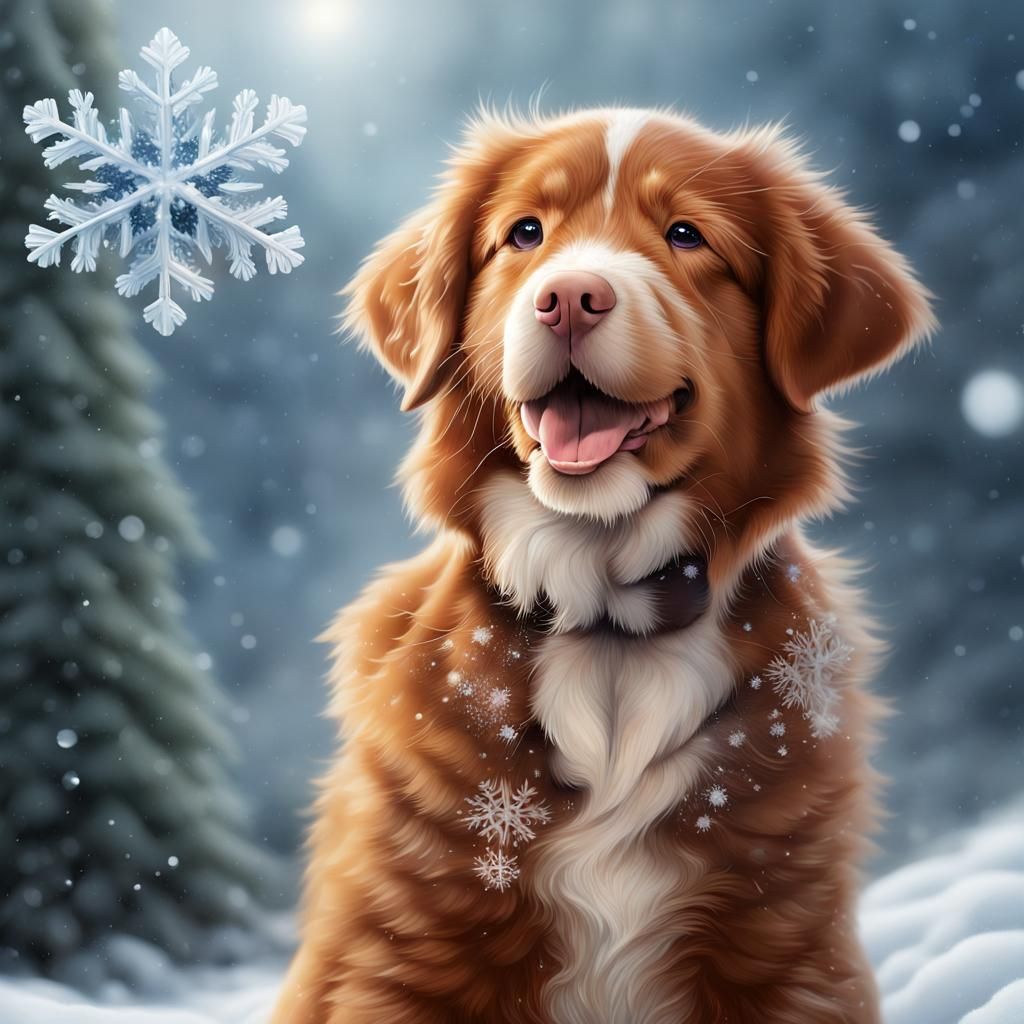 Nova Scotia Retriever Puppy's Snowy Christmas Dream