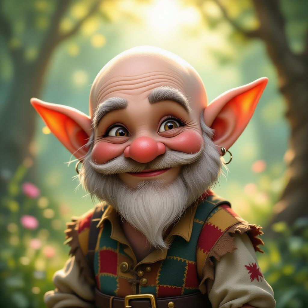 Whimsical Elf Portrait in Fairytale Scene