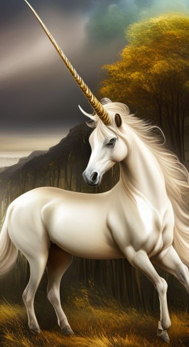 Chromatic Unicorn with Silver Horn in Colorsplash Style