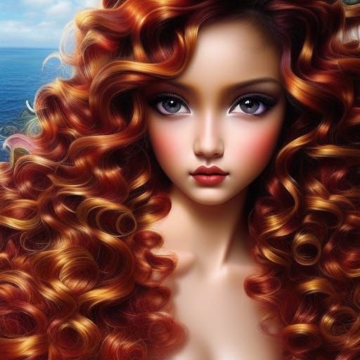 Hispanic Girl with Red Hair in Art Deco Frame