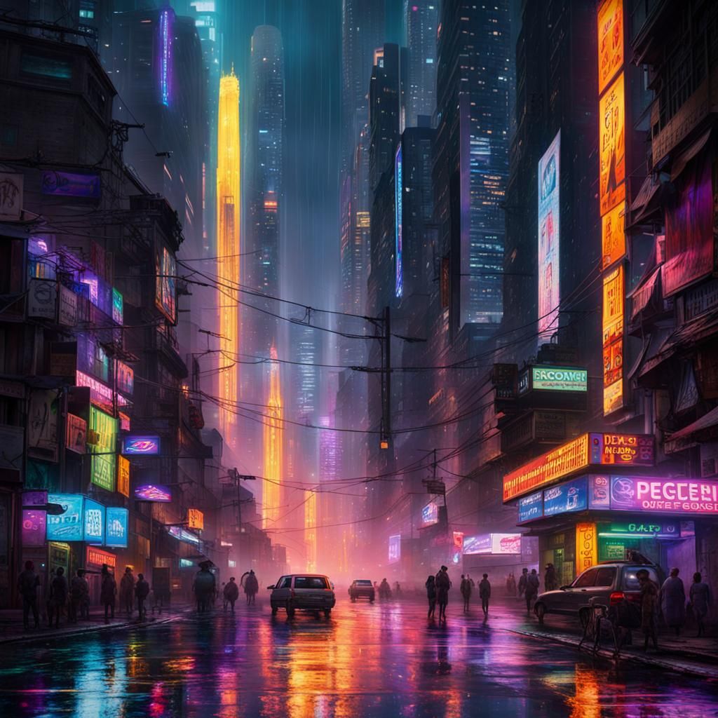 Electric Cyberpunk Cityscape at Night