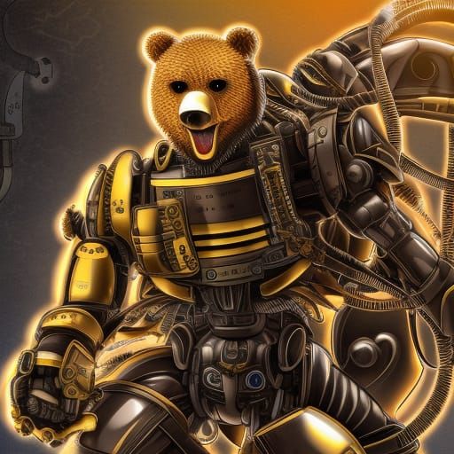 intricate detail, Anime Key Visual, Japanese Manga, Anime art, robot bear, full body portrait, hdr, 8k resolution, katan...