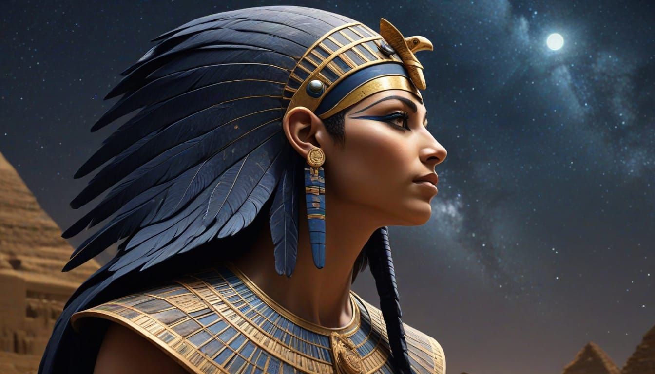 Pharaoh Gazes at Sirius Star in Egyptian Art Style