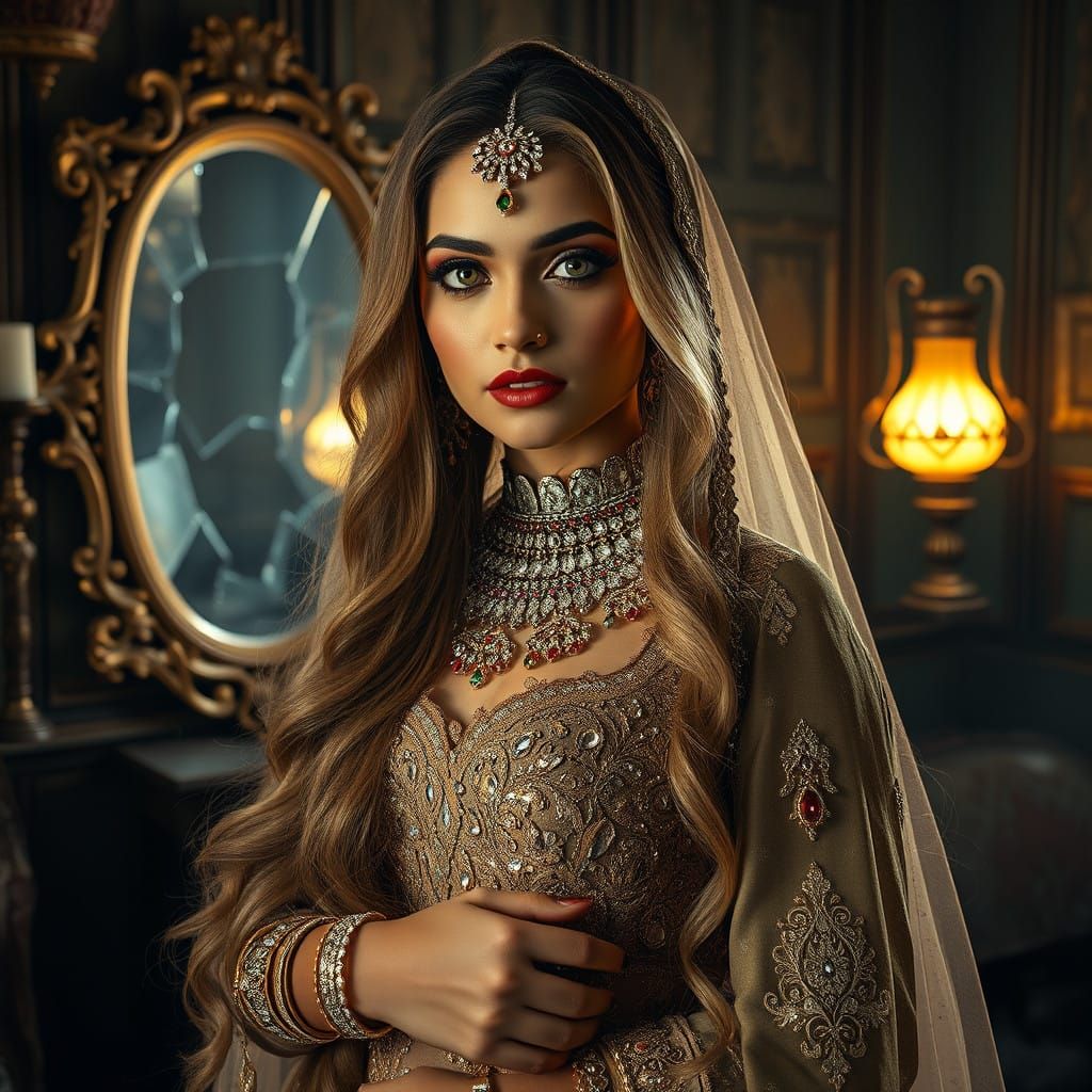 Regal Pakistani Bride Adorned in Sparkling Crystal Jewellery
