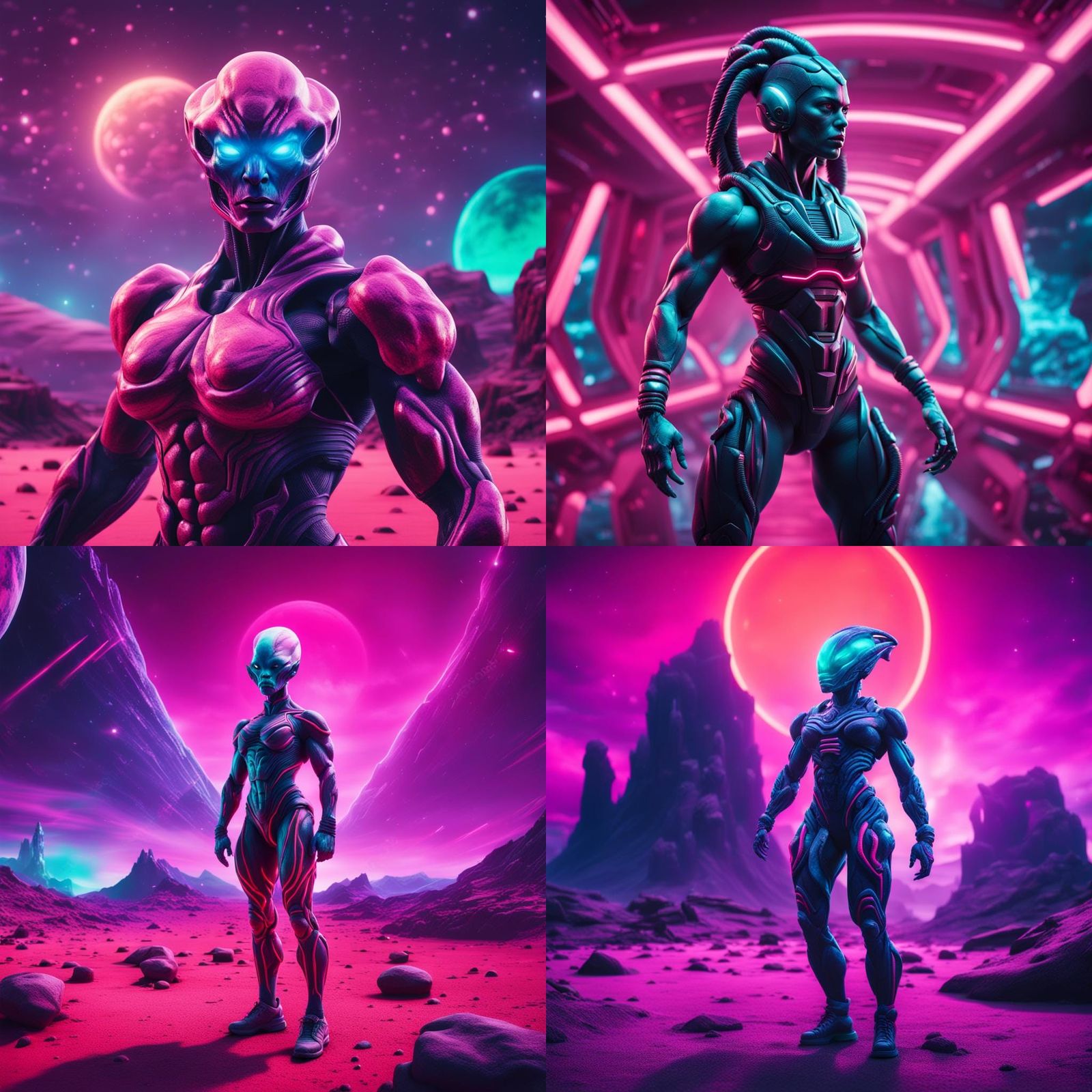 Muscular Alien Bodybuilder on Sci-Fi Planet