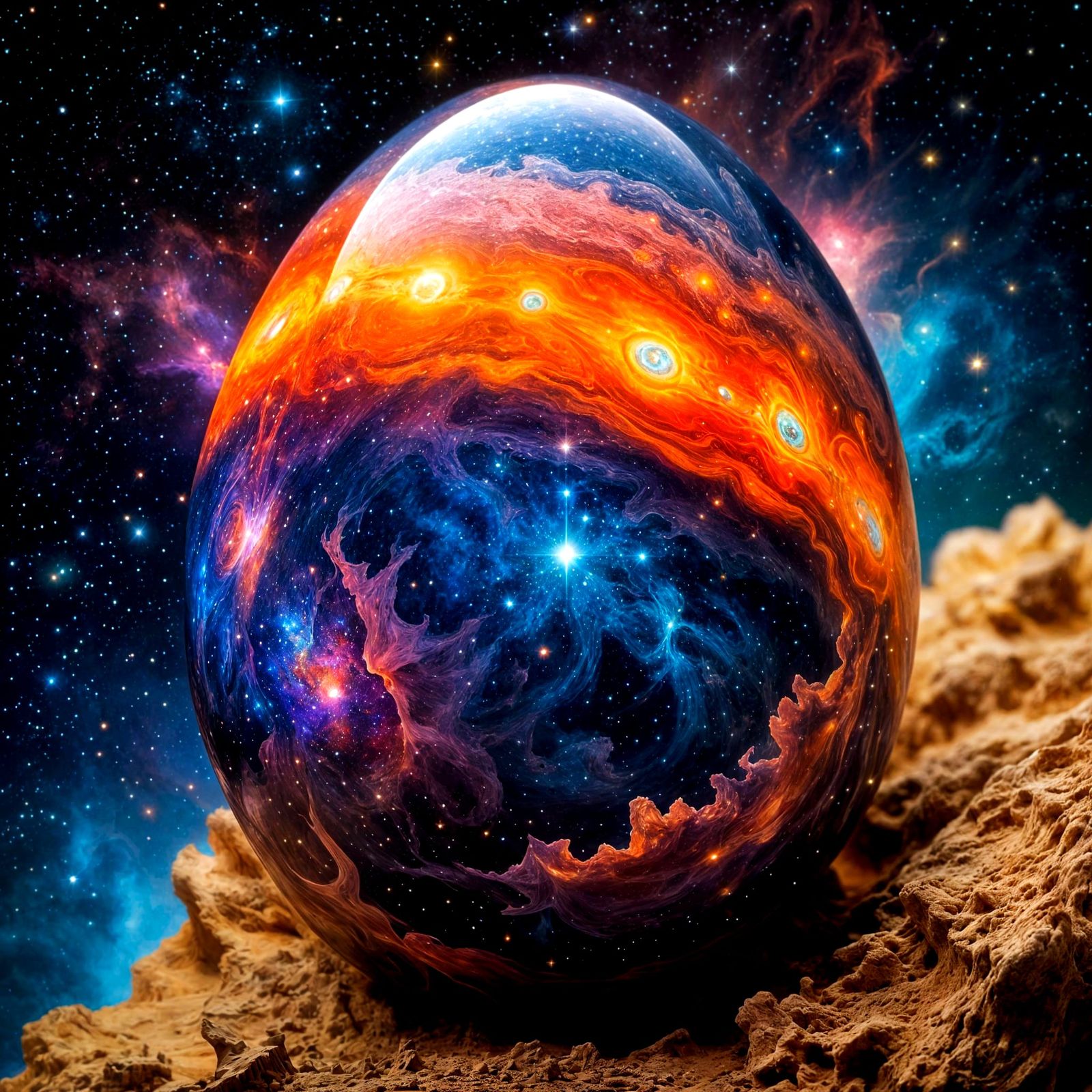 Cosmic Egg Illuminates the Vastness of Space in Vibrant, Eth...