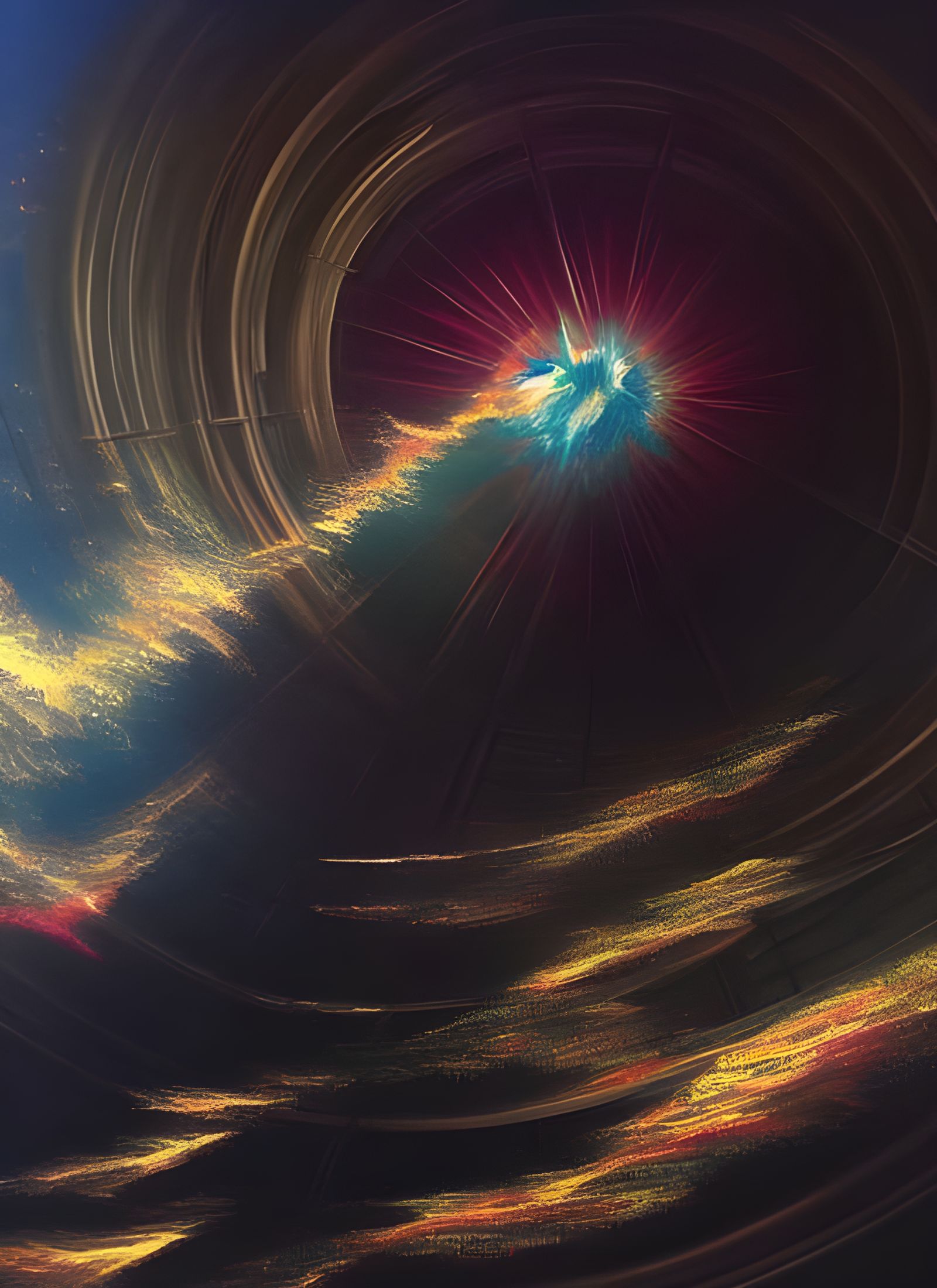 Surreal Dreamscape Painting with Luminous Details