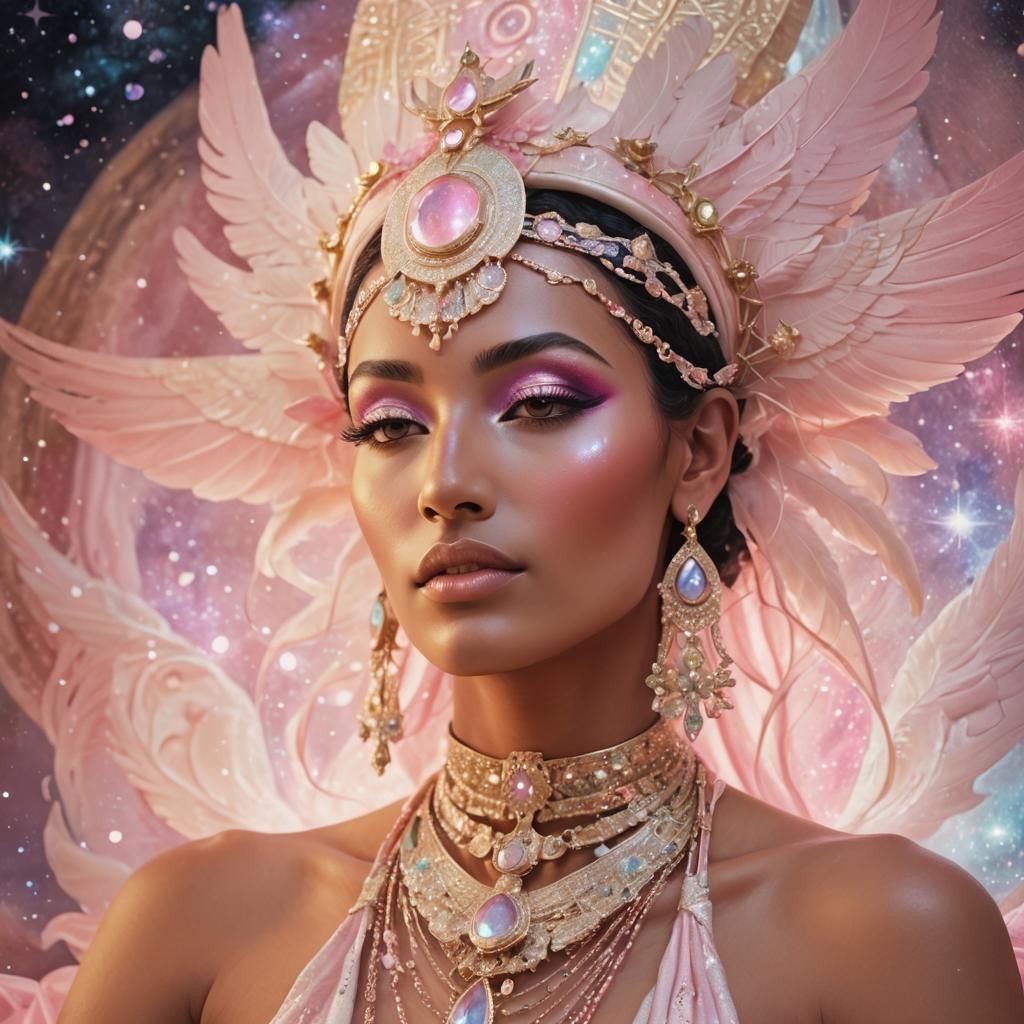 Goddess Isis in Cosmic Pastel Dreamscape