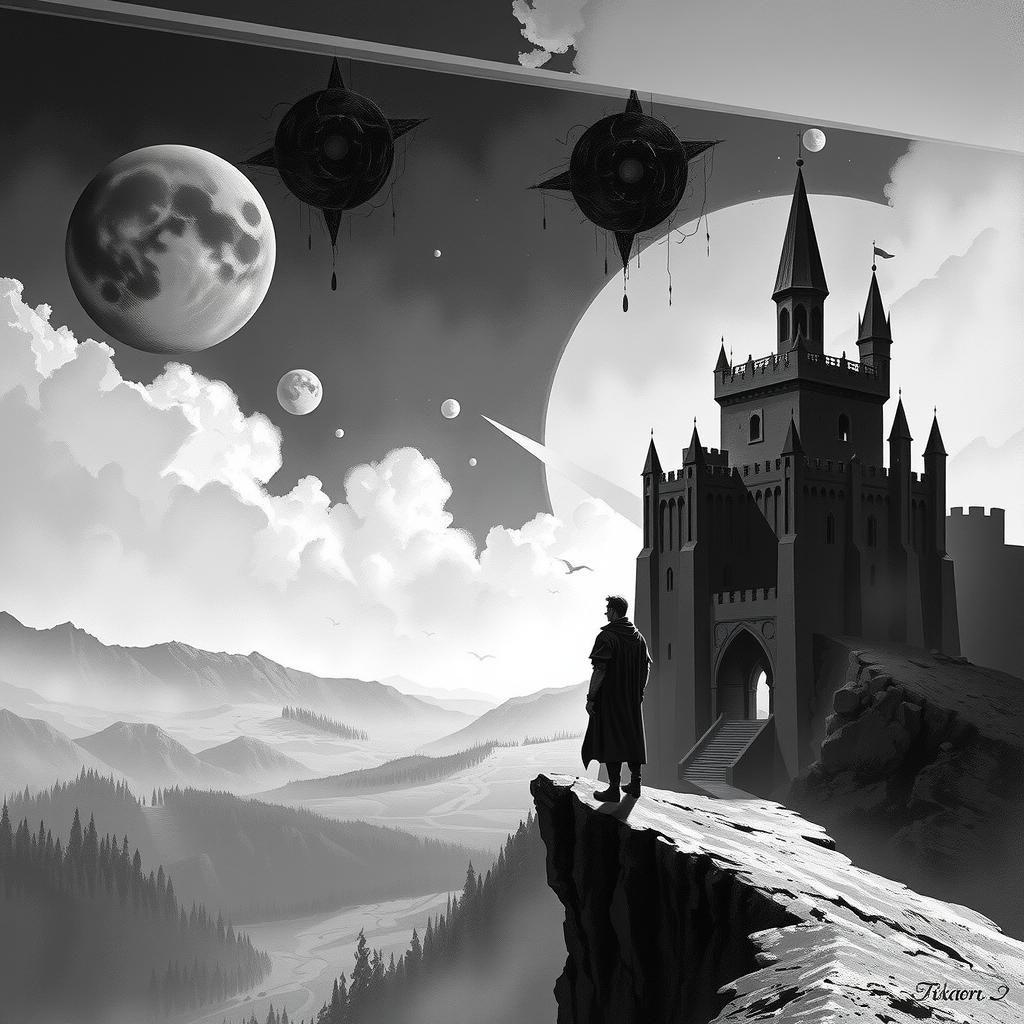 Gothic Castle View: Graphic Novel Art
