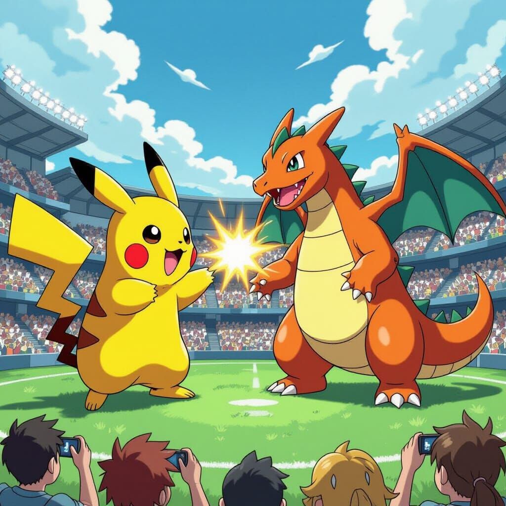 Pikachu vs Charizard: Epic Stadium Battle