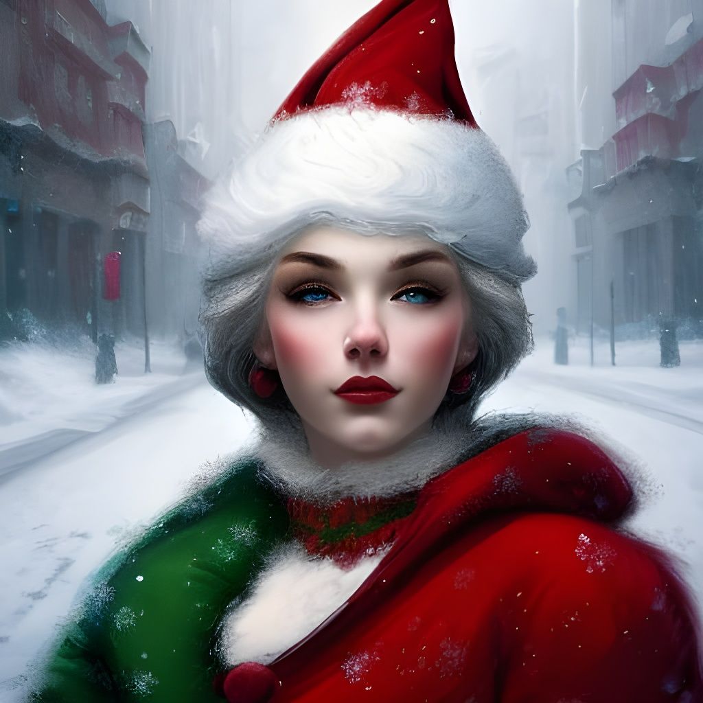 Ornate Portrait of Mrs. Claus in Art Nouveau Style