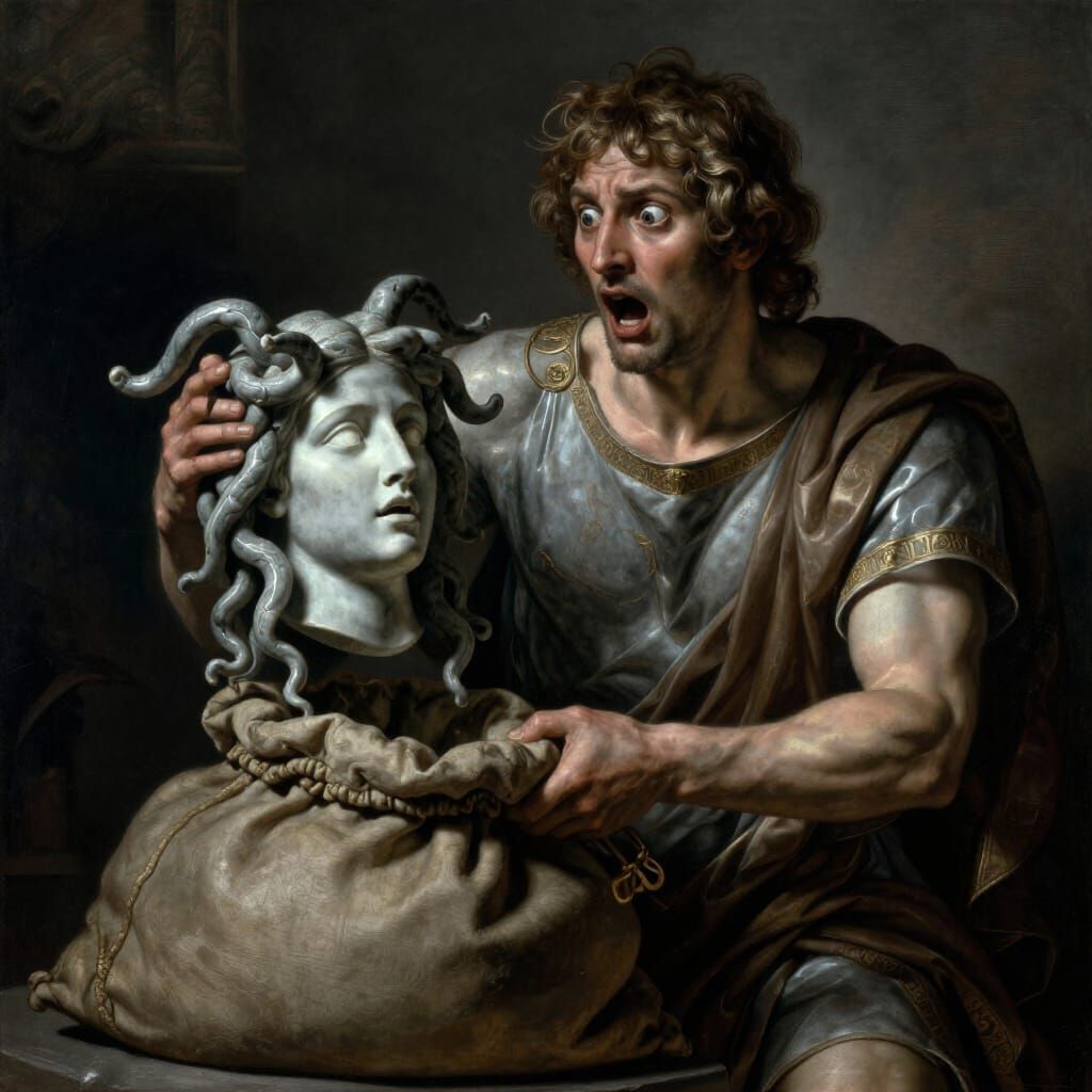 King Polydectes Petrified by Medusa's Head