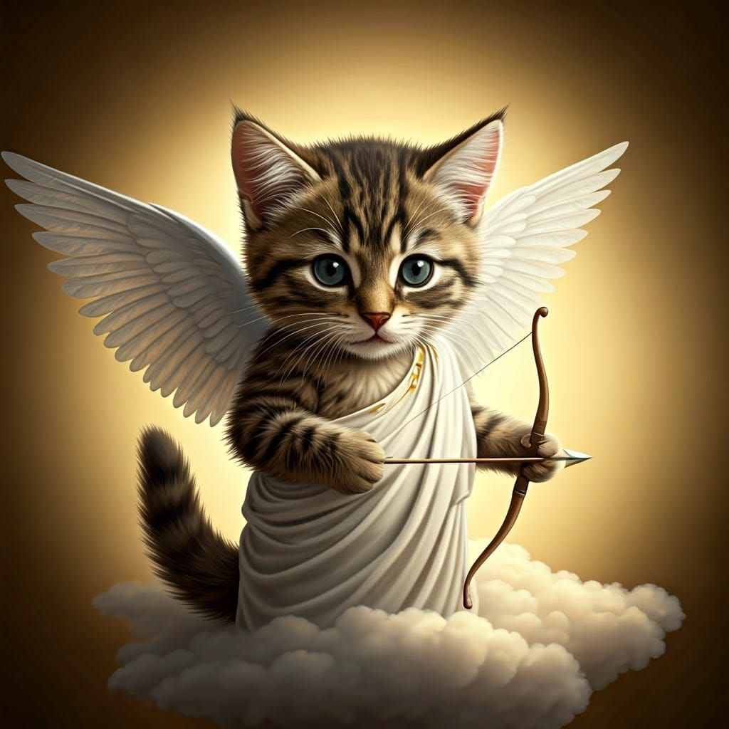 Whimsical Kitten in Ethereal Clouds