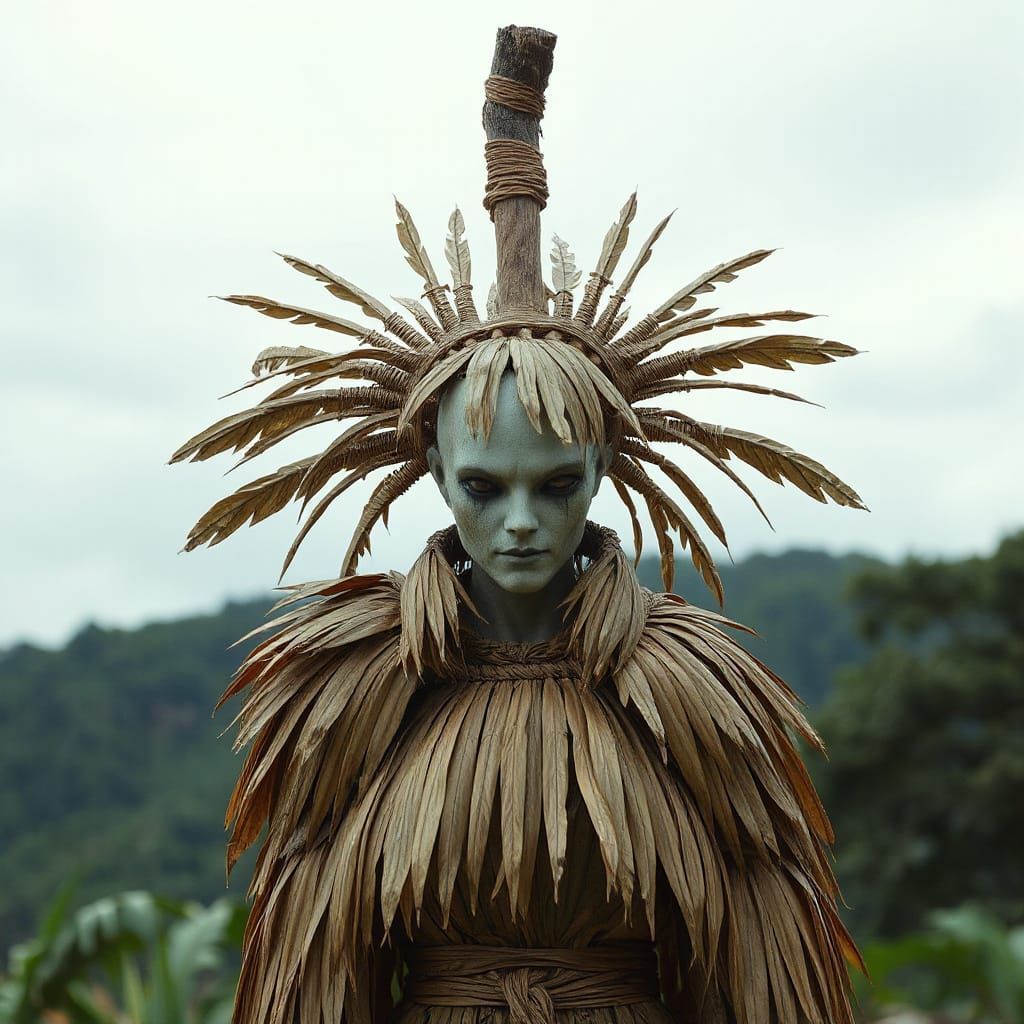 Intricate Palm Leaf Figure in Organic Style