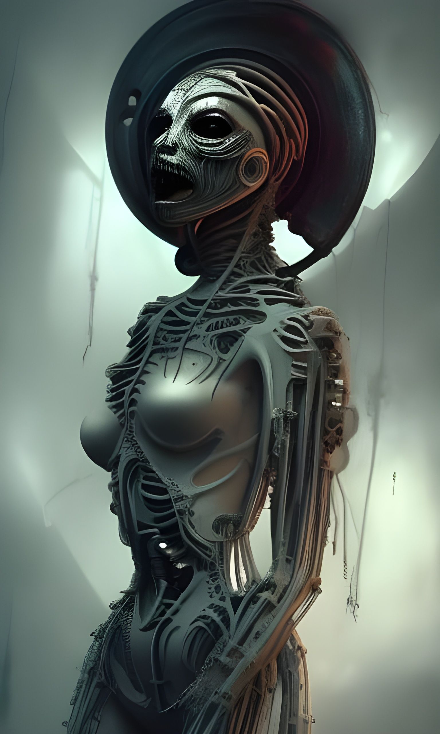 Biopunk Nightmare Pablo Picasso HR Giger Greg Rutkowski Tim Burton color profundo Octane Render