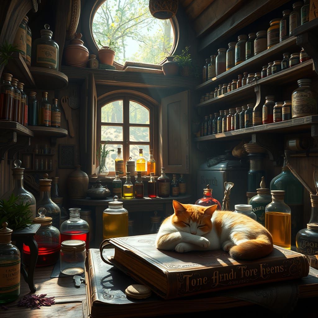 Medieval Apothecary in a Sunlit Glade