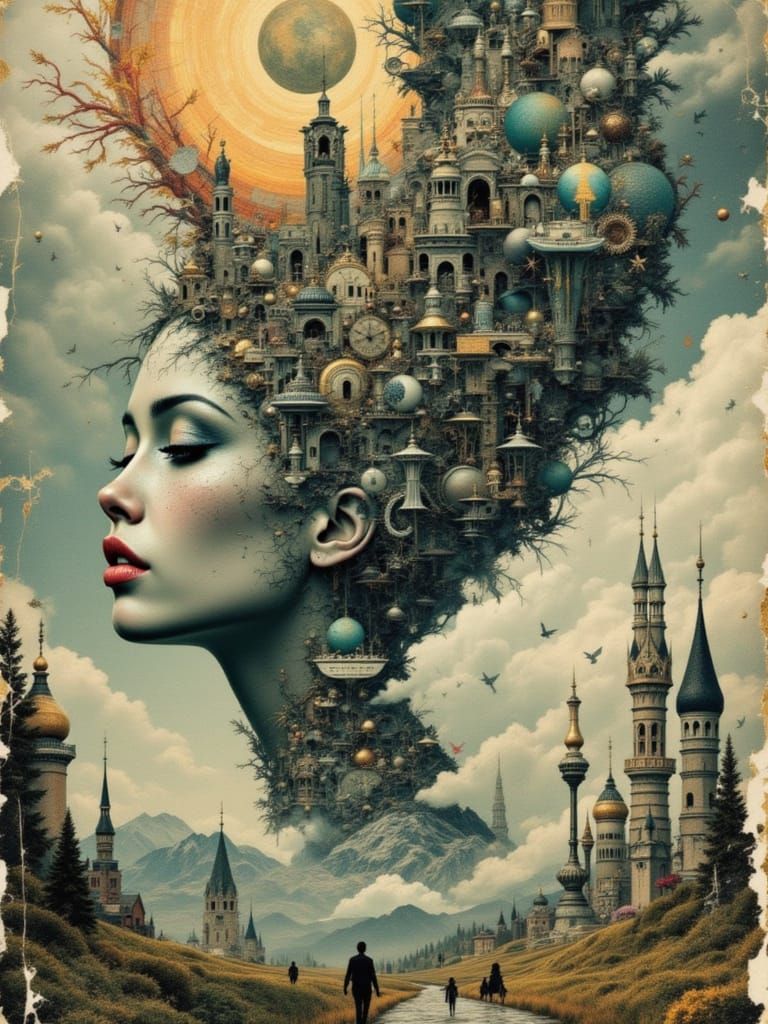 Mechanical Mindscape in Beksiński-Inspired Airbrush Art