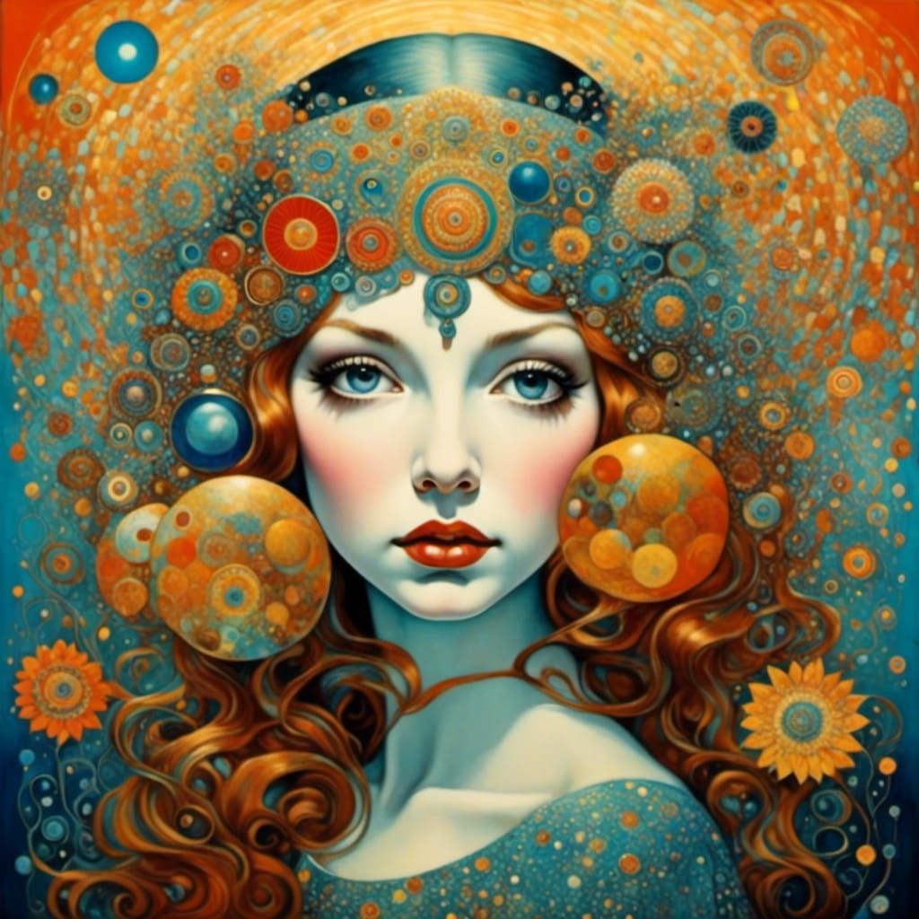 Psychedelic Bohemian Girl in Pop Art Style