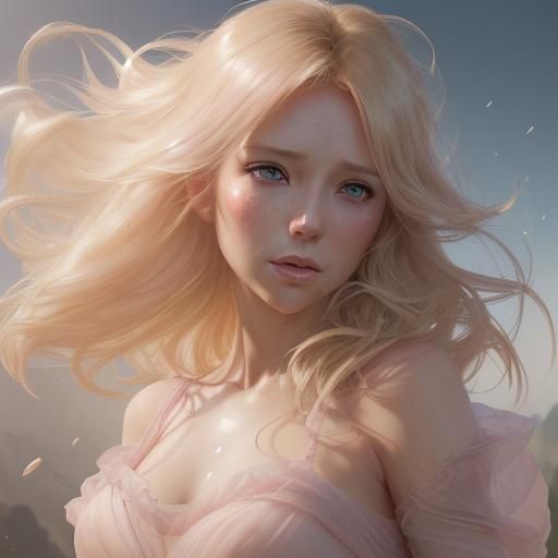 Woman in Pink Dress, Detailed Fantasy Portrait