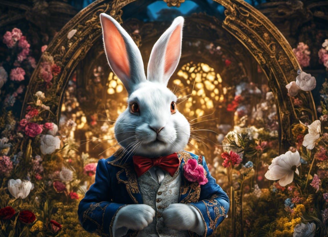 White Rabbit from Alice in Wonderland in 8k
