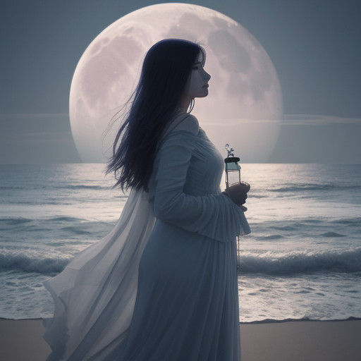 Ethereal Moonlit Beach Scene in Cinematic Film Still