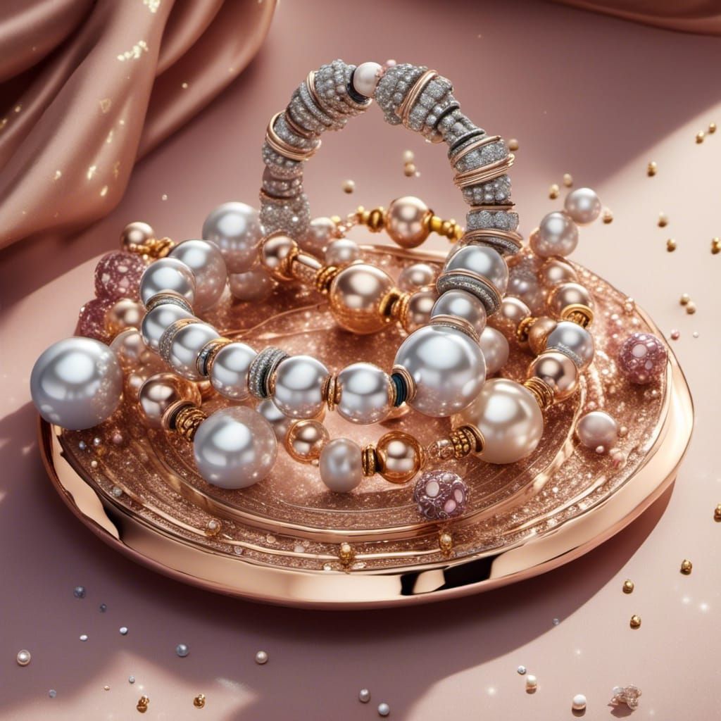 Hyperrealistic Pandora Bracelet with Pearls and Diamonds
