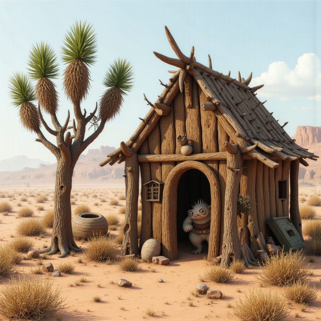 Desert Troll in Wooden Stick Hut