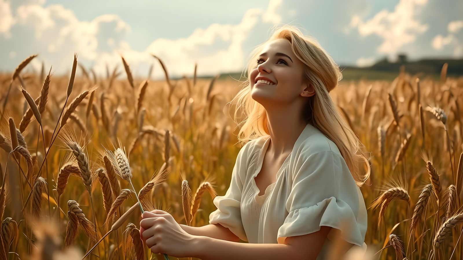Medieval Woman in Summer Field Portrait