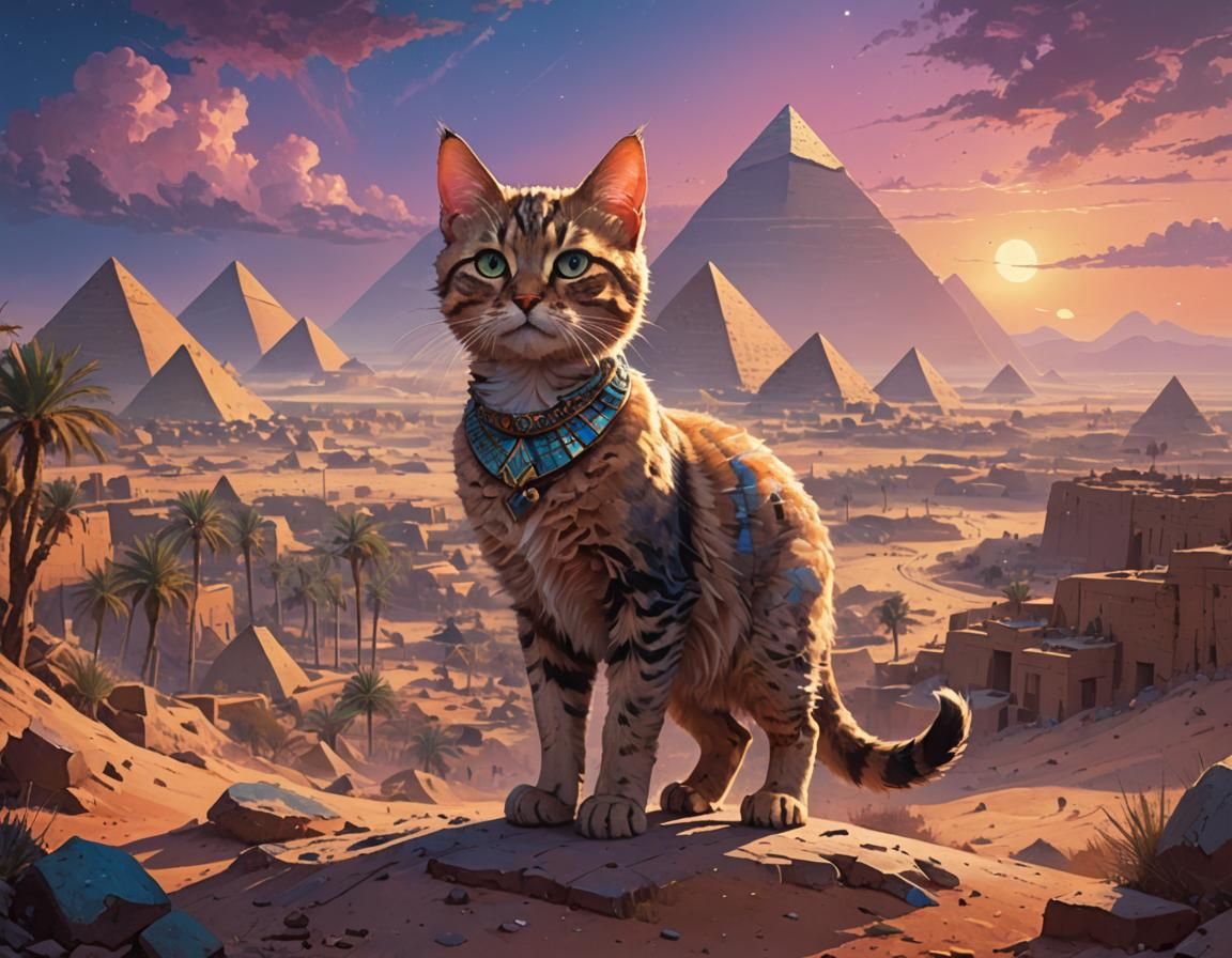 Egyptian Kitten in Highlands, Digital Art