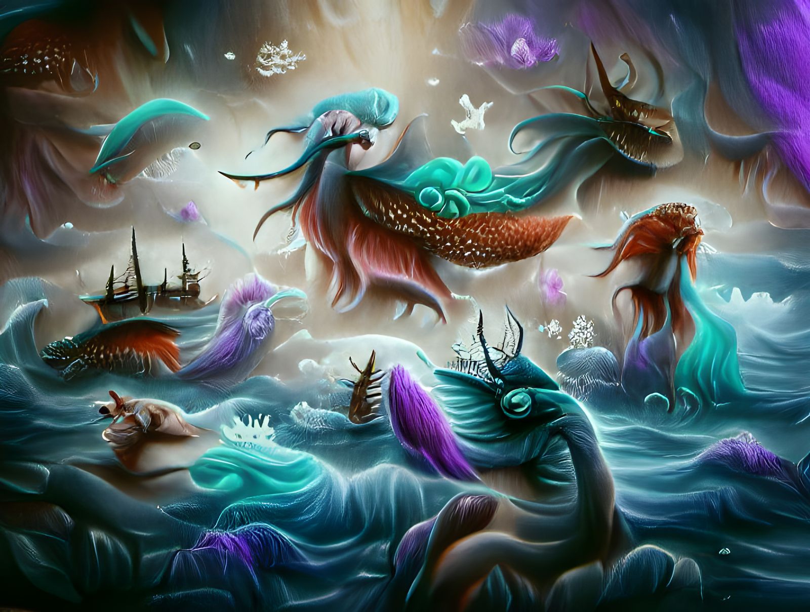 Magical Mythical Sea Creatures Fantasy Painting