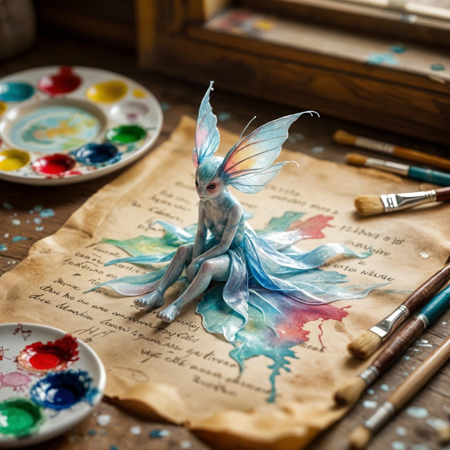 Watercolor Creature on Parchment: Studio-Quality Illustratio...